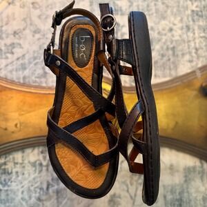 b.o.c. Born Concept Women Brown Strappy Gladiator Sandals Flat Ankle Strap Sz 6